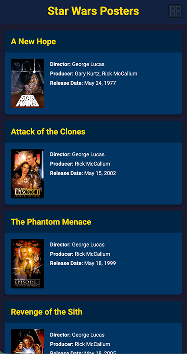 Grid view of the film poster directory