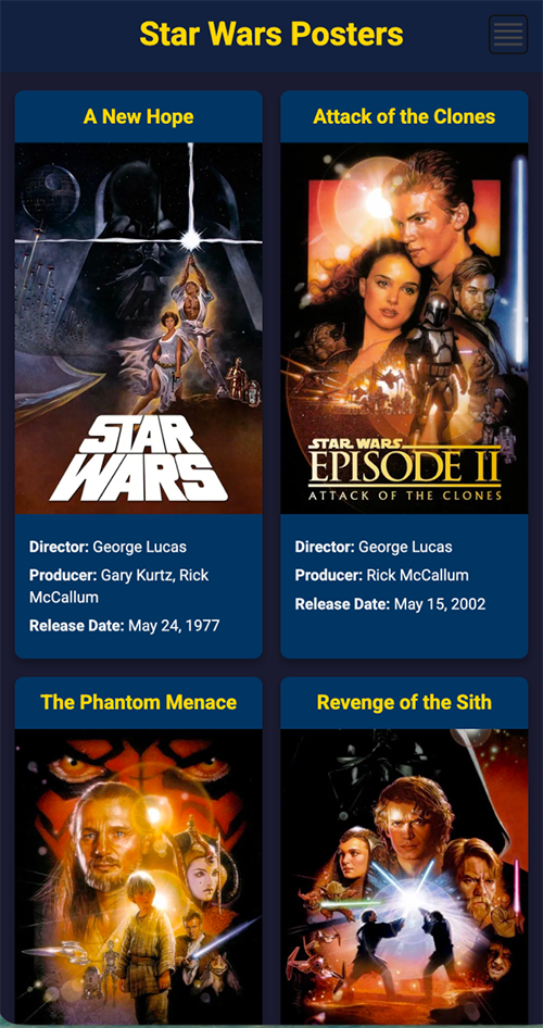 List view of the film poster directory